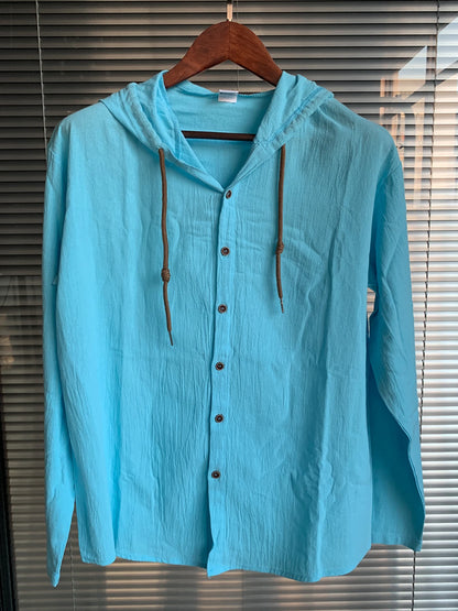 Chemise à Capuche Homme Lin Coton – Décontractée Printemps Été