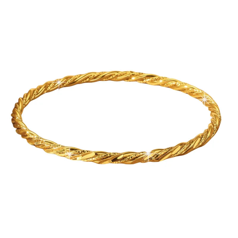 Bracelet Femme Doré Fleur Torsadée – Finition Sablée Élégante