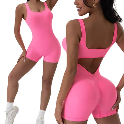 Combinaison Yoga Femme – Dos Nu, Sans Manches, Stretch