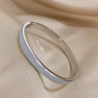 Bracelet Jonc Doré Givré en Acier Inoxydable – Waterproof & Unisexe