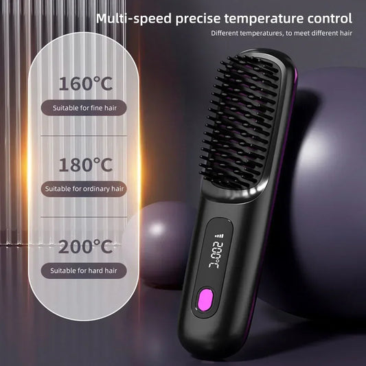 Brosse Lissante Chauffante USB – Lisseur Cheveux Portable