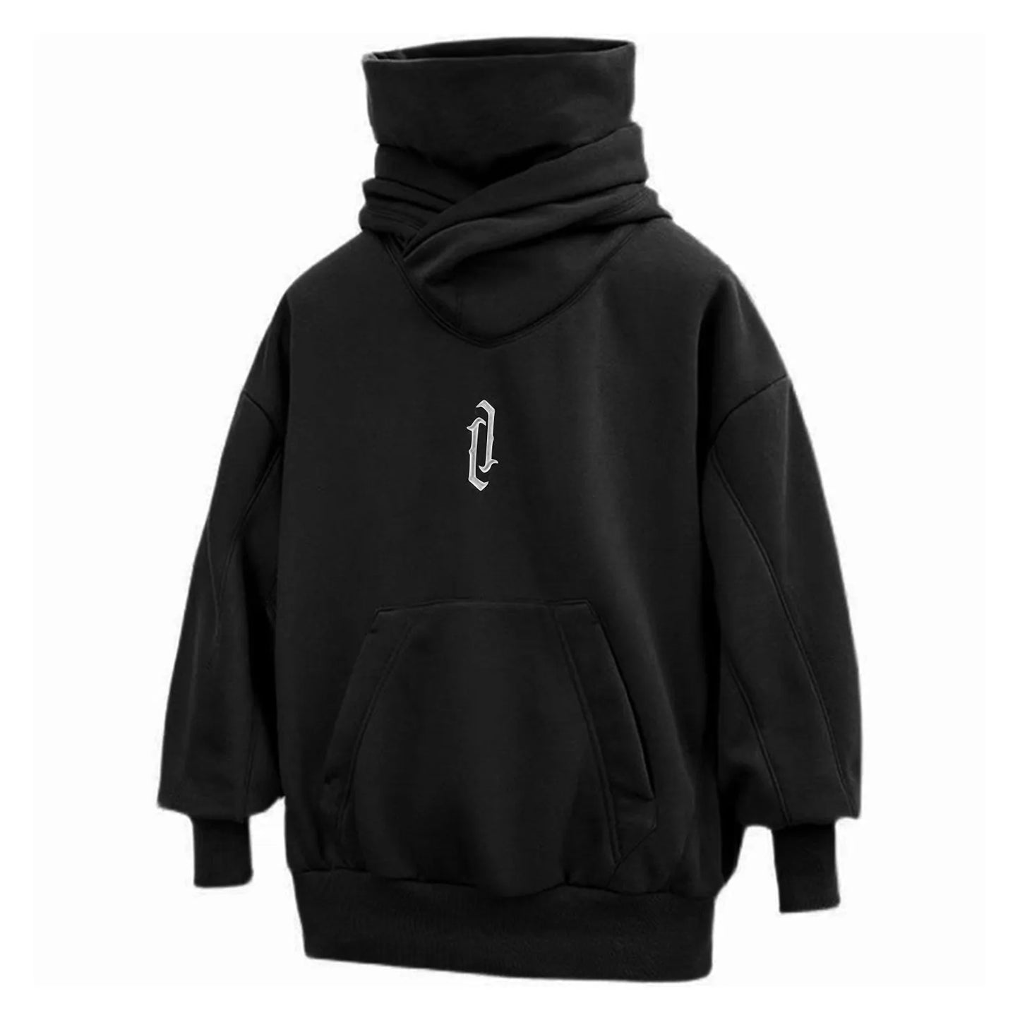 Broderie Col roulé Sweat-shirt pour hommes japonais Ninja Hoodies automne Hip Hop Fleece Pocket Streetwear Oversized Y2K Hoody