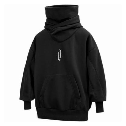 Broderie Col roulé Sweat-shirt pour hommes japonais Ninja Hoodies automne Hip Hop Fleece Pocket Streetwear Oversized Y2K Hoody