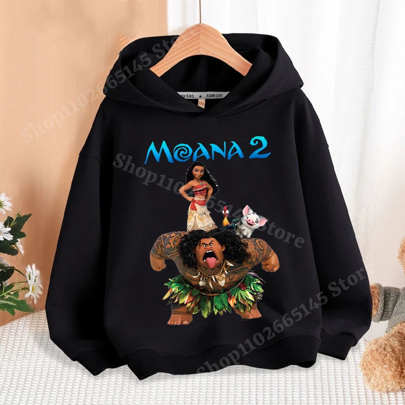 Disney Moana 2 Hoodies Enfants Nouveau Anime Mince Coton Sweat-shirt Garçons Filles Automne Hiver Chaud Pull Enfants Manches Longues