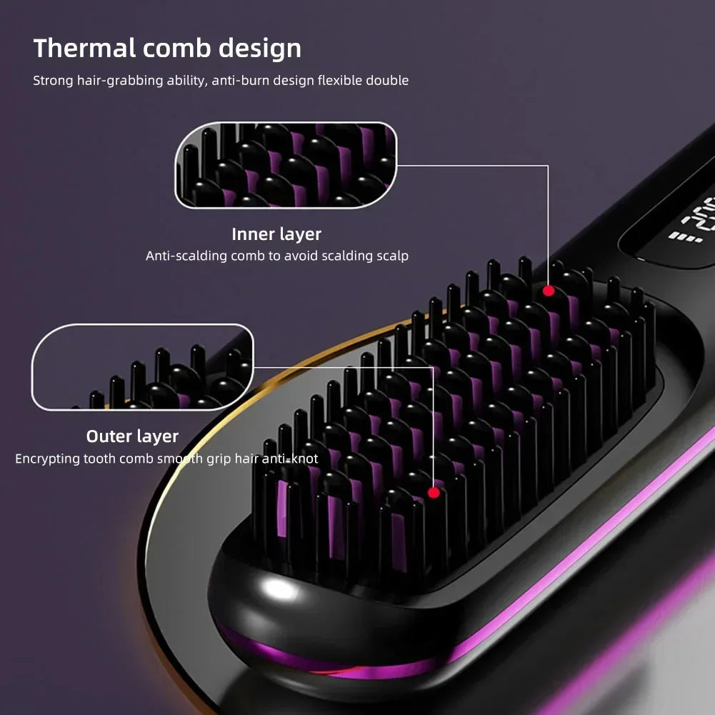 Brosse Lissante Chauffante USB – Lisseur Cheveux Portable