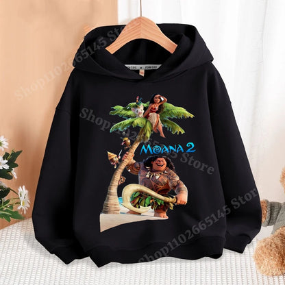 Disney Moana 2 Hoodies Enfants Nouveau Anime Mince Coton Sweat-shirt Garçons Filles Automne Hiver Chaud Pull Enfants Manches Longues