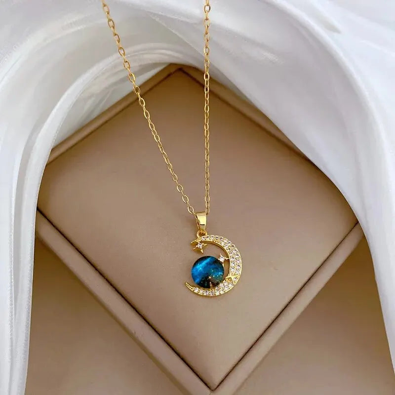 Collier Y2K Étoile & Lune – Chaîne Plaqué Or