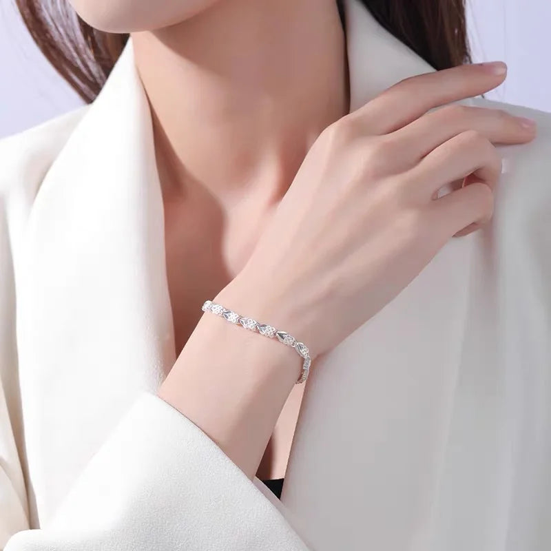 Bracelet Cœur Argent 925 Style – Chaîne Ajustable Femme