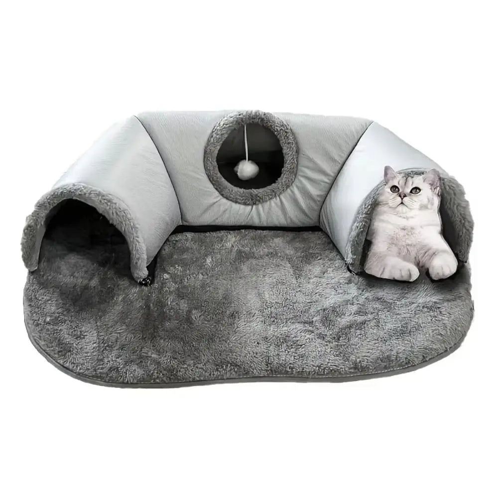 Tunnel & Lit Chaud pour Chat – Antidérapant et Lavable
