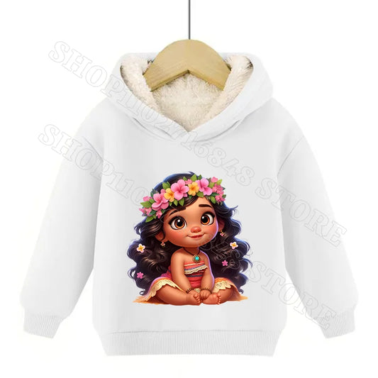 Sweat à capuche Disney Moana 2 pour enfants, sweat-shirt en cachemire, vêtements mignons pour garçons et filles, impression graphique d'anime de dessin animé, streetwear, cadeaux