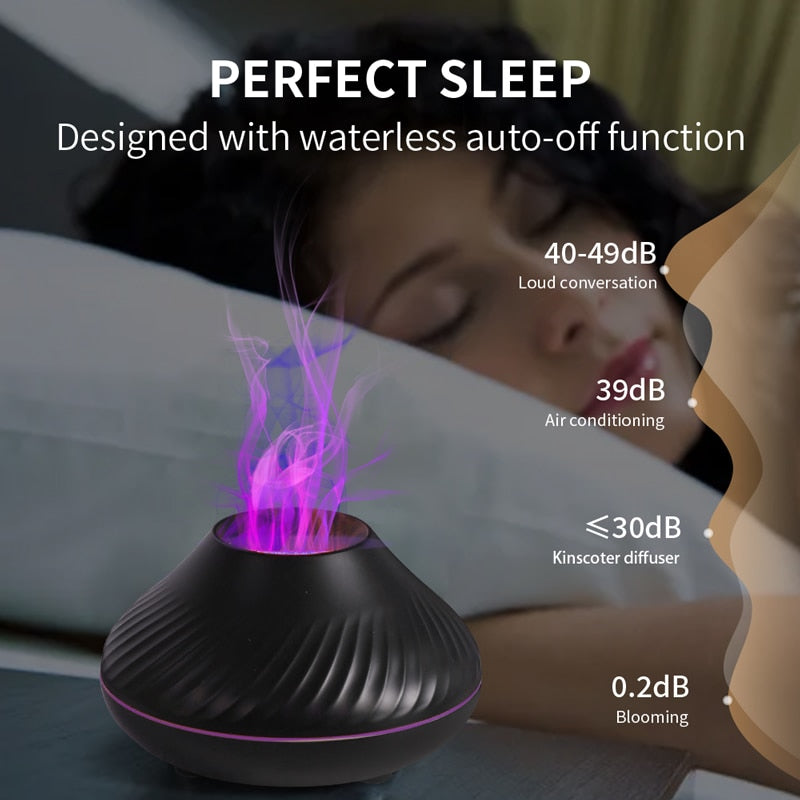 Diffuseur d'arôme volcanique, lampe d'huile essentielle, humidificateur d'air Portable USB avec flamme de couleur, veilleuse, 130ml