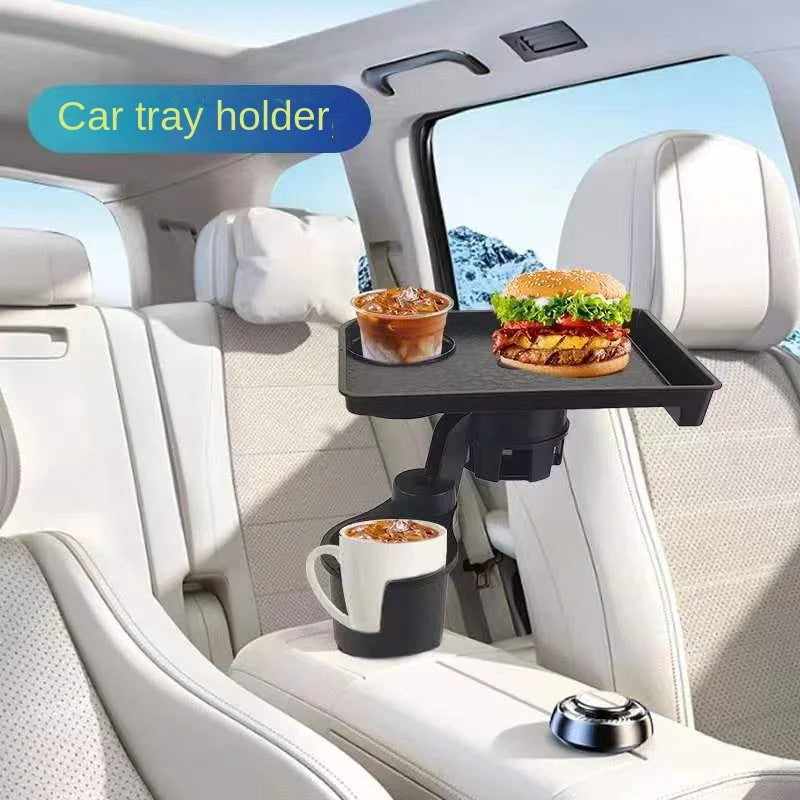 Support Gobelet Voiture Multifonction – Plateau Snack 360° Réglable