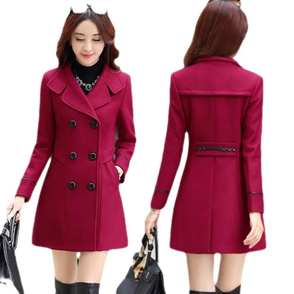 Manteau laine femme automne hiver – Style coréen élégant