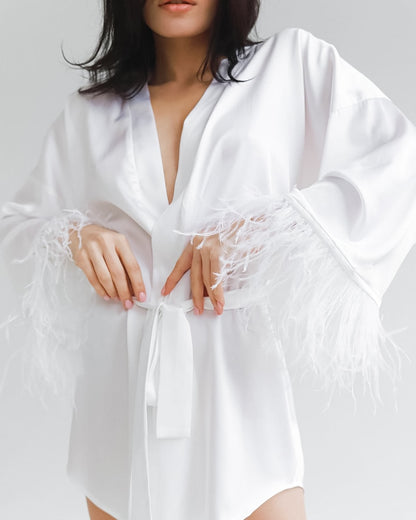 Mini robe de nuit sexy, en satin à manches longues pour femmes