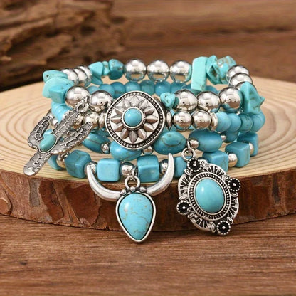Bracelet Bohème Perles Turquoise – Style Western Chic