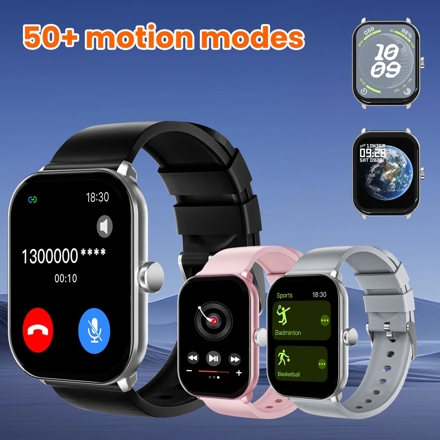 Montre Connectée 2.01'' – Appels Bluetooth, Étanche & Multi-Sport