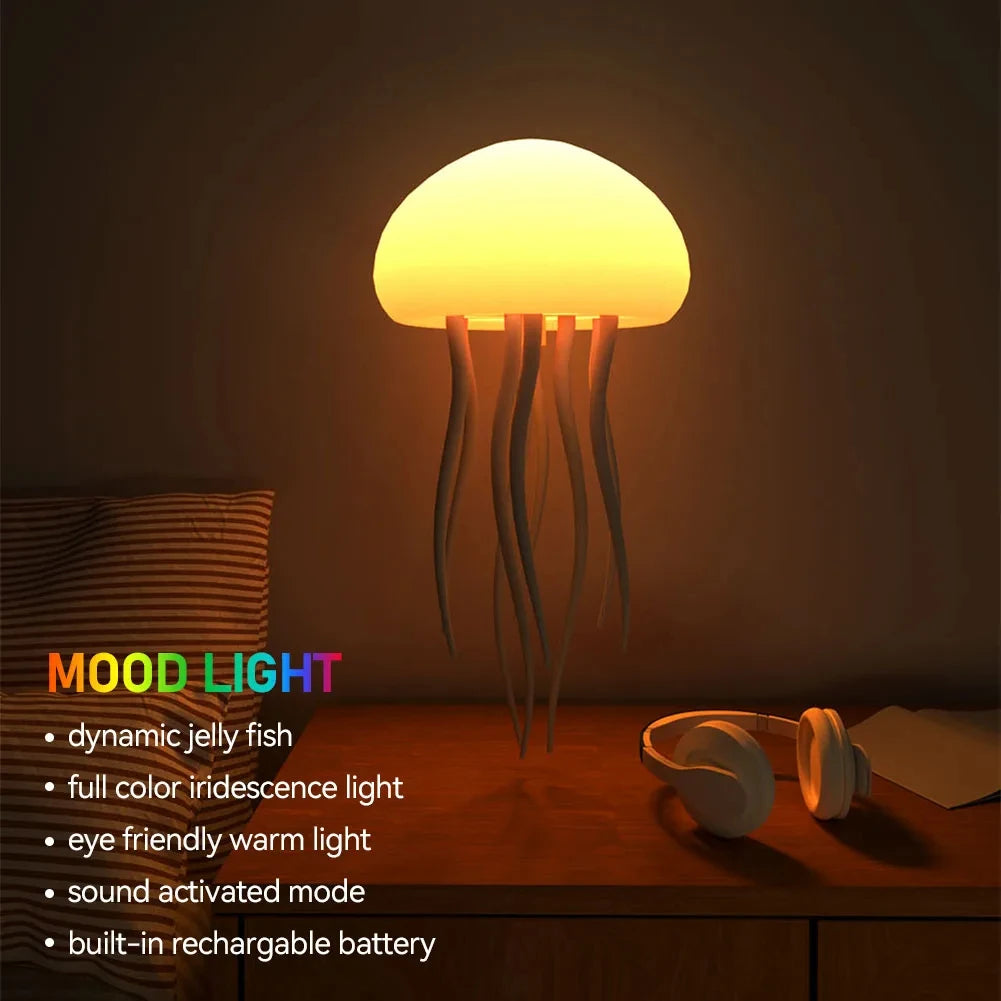 Lampe Méduse LED 🪼 – veilleuse rotative à commande vocale