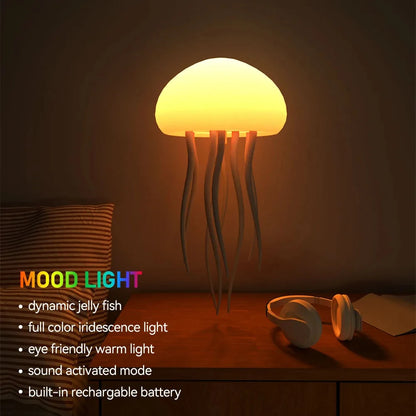 Lampe Méduse LED 🪼 – veilleuse rotative à commande vocale