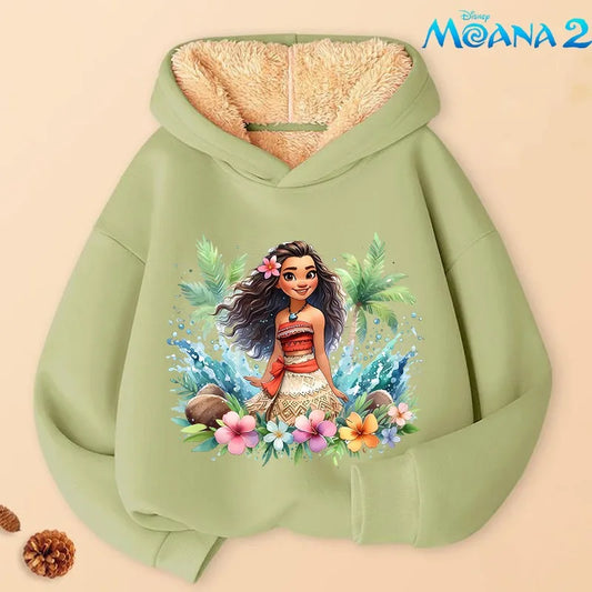 Sweat à capuche Disney Moana 2 pour enfants, sweat-shirt en cachemire, vêtements mignons pour garçons et filles, impression graphique d'anime de dessin animé, streetwear, cadeaux