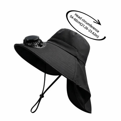 Chapeau Ventilateur Solaire  et Rechargeable USB – 800 mAh, Été & Activités Extérieures