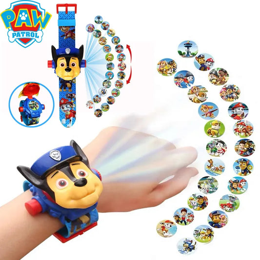 Montre de projection 3D Paw Patrol pour enfants, Chase Marshall Rocky, modèle de dessin animé, ensemble de jouets de figurines d'action, bracelet Animé