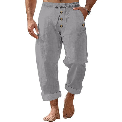 Pantalon Homme Coton Lin – Décontracté Style Américain Plage