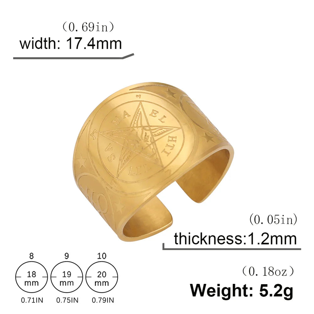 Bague Pentagramme Wicca – Amulette Géométrie Sacrée