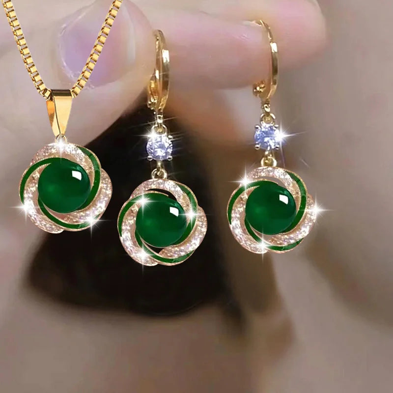 Parure Bijoux Femme Zircon – Collier & Boucles Élégantes 3 Pièces