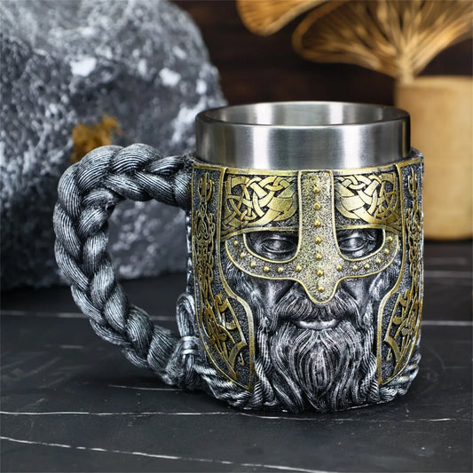 Chope Viking acier inoxydable  – Mug guerrier nordique 450 ml