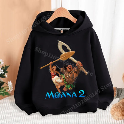 Disney Moana 2 Hoodies Enfants Nouveau Anime Mince Coton Sweat-shirt Garçons Filles Automne Hiver Chaud Pull Enfants Manches Longues