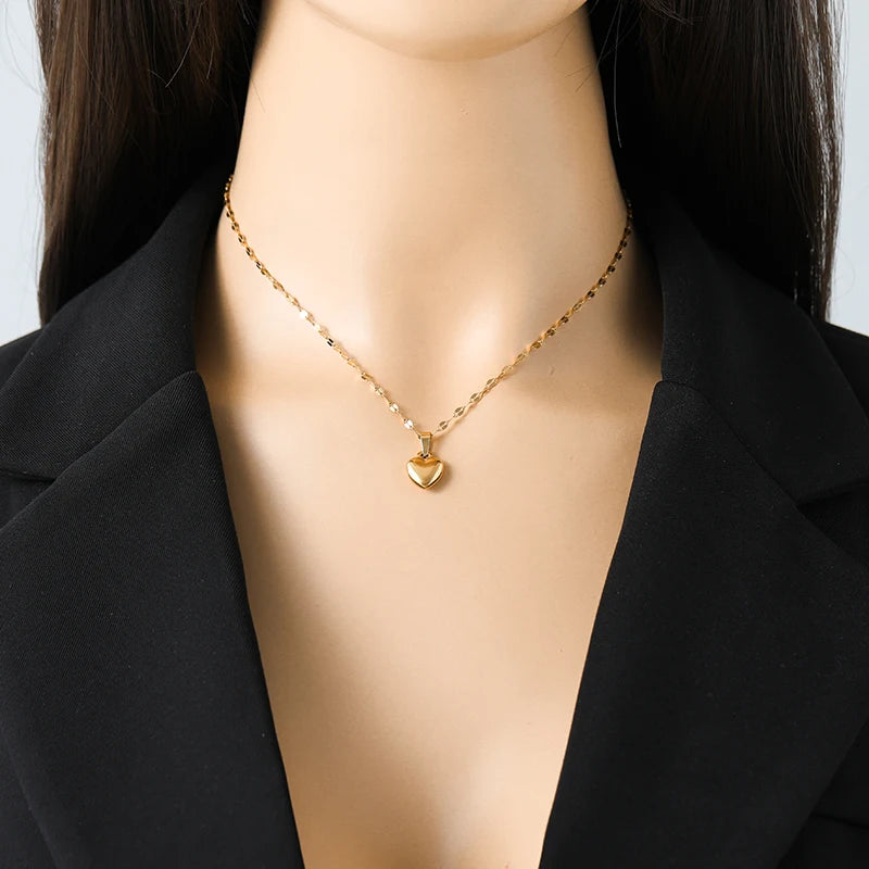 Set Bijoux Cœur Femme – Collier, Bracelet & Boucles Plaqué Or 18K