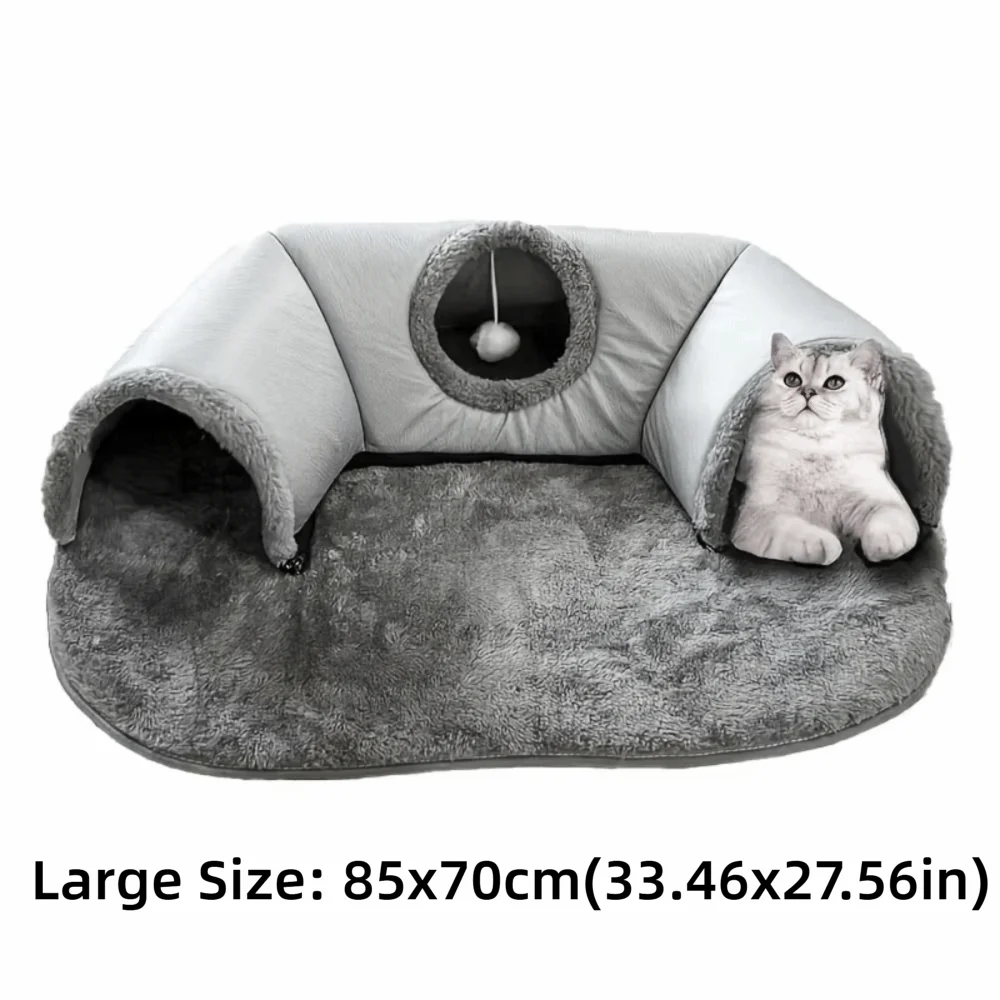 Tunnel & Lit Chaud pour Chat – Antidérapant et Lavable