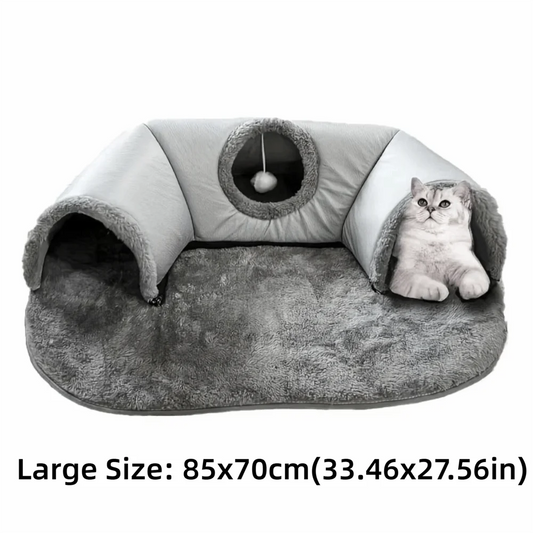 Tunnel & Lit Chaud pour Chat – Antidérapant et Lavable