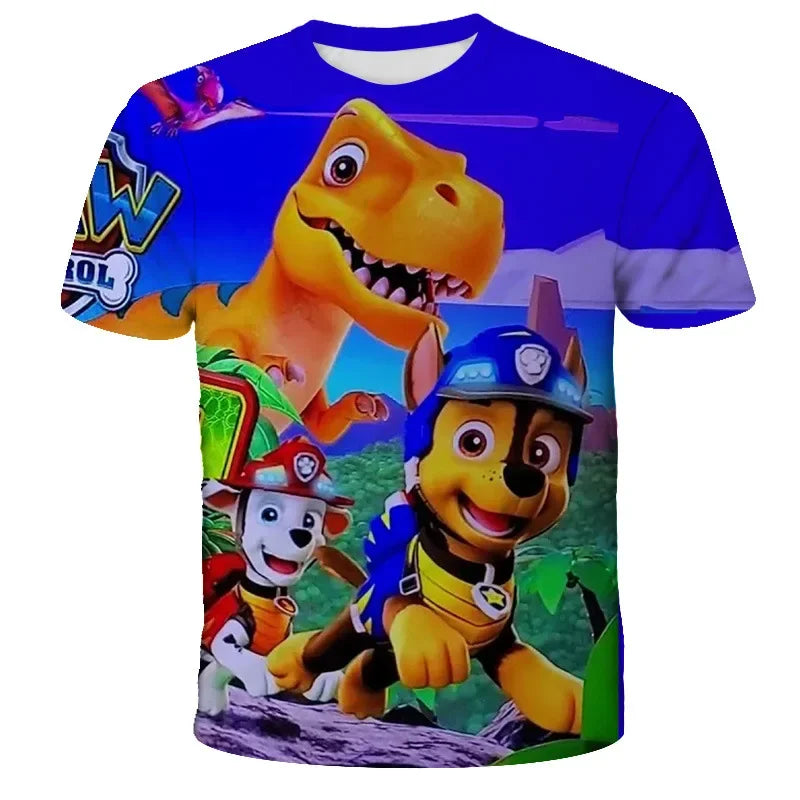 T-shirt Enfant Motif Chien Paw Patrol – Manches Courtes, Style 3D