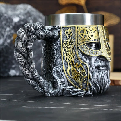 Chope Viking acier inoxydable  – Mug guerrier nordique 450 ml