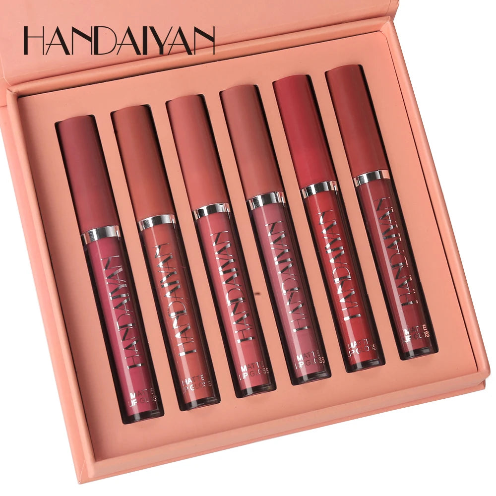 Coffret 6 Rouges à Lèvres HANDAIYAN – Longue Tenue & Anti-Transfert