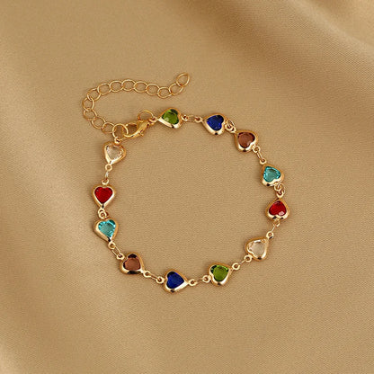 Bracelet Cœur  – Cristal Zircon-Plaqué Or Élégant