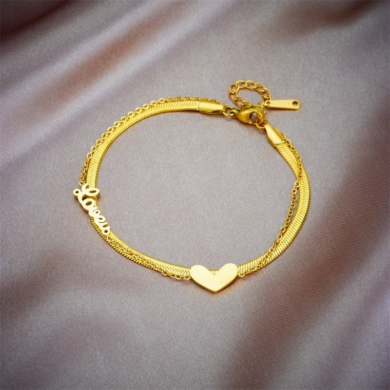 Bracelet Femme Croix & Cœur – Plaqué Or