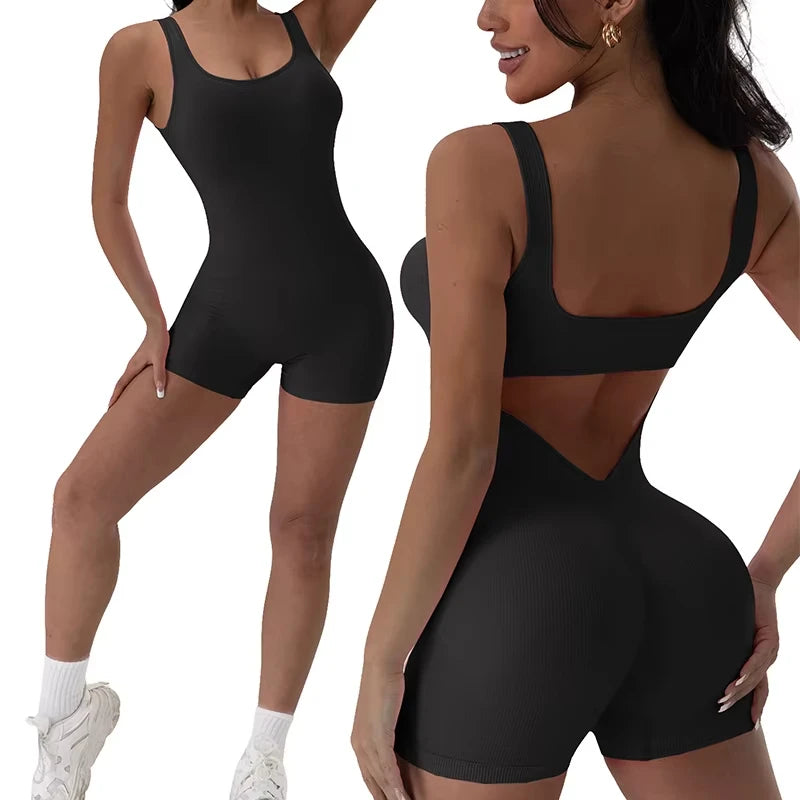 Combinaison Yoga Femme – Dos Nu, Sans Manches, Stretch