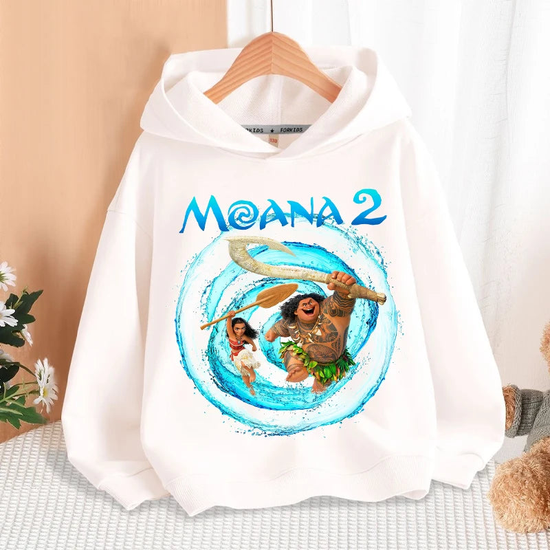 Disney Moana 2 Hoodies Enfants Nouveau Anime Mince Coton Sweat-shirt Garçons Filles Automne Hiver Chaud Pull Enfants Manches Longues