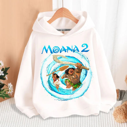 Disney Moana 2 Hoodies Enfants Nouveau Anime Mince Coton Sweat-shirt Garçons Filles Automne Hiver Chaud Pull Enfants Manches Longues