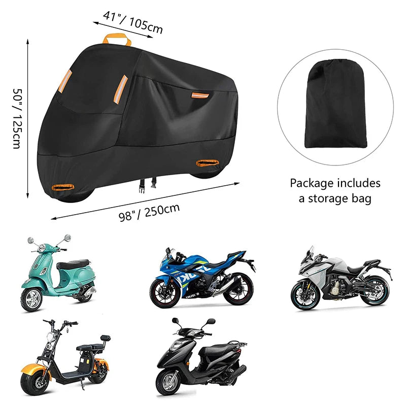 Housse Moto Imperméable 210D – Protection Pluie, Soleil & Poussière