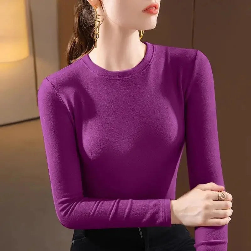 T-Shirt chaud Femme 👚 Slim Fit Manches Longues – Élégant & Confort