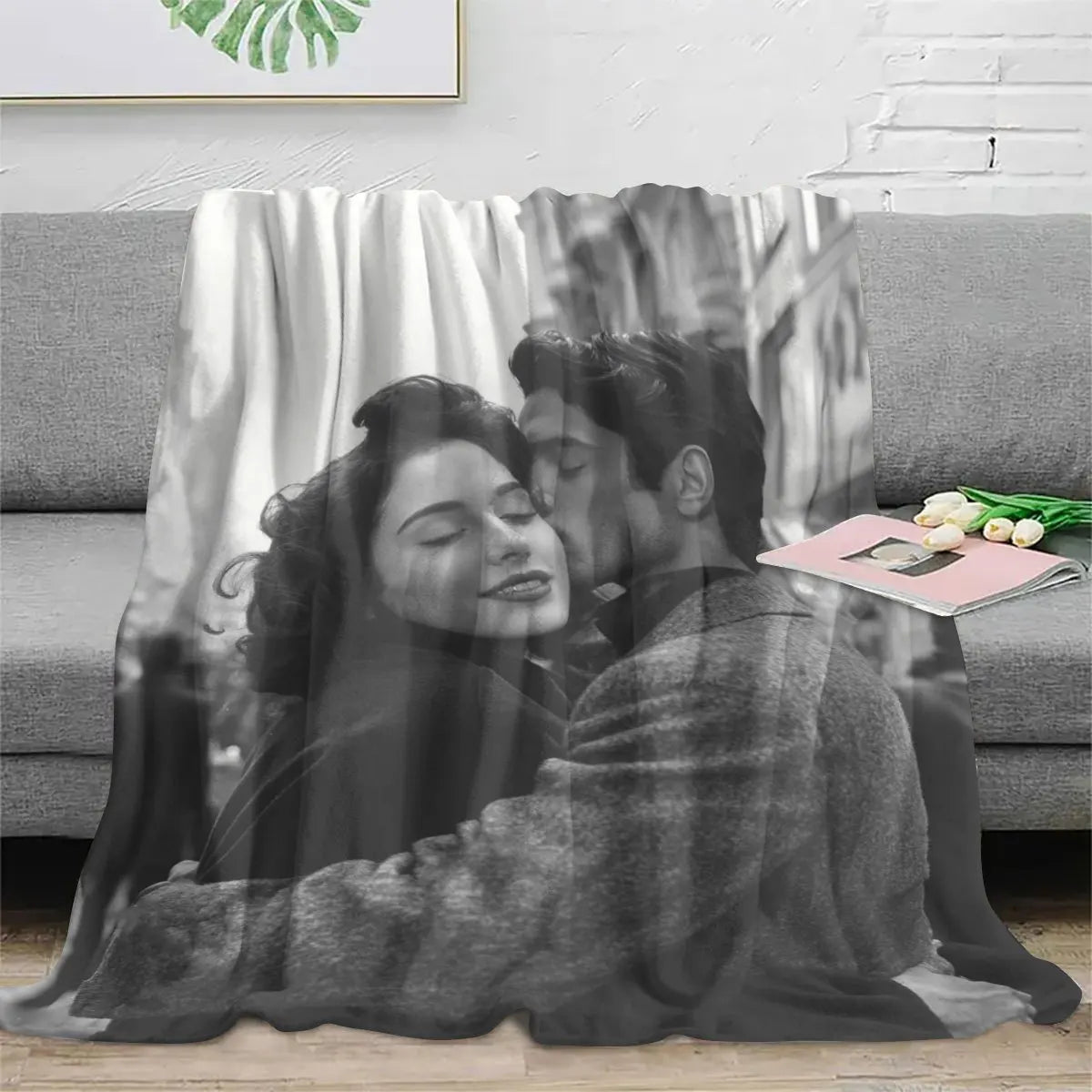 Plaid Personnalisé Photo – Couverture Douce pour Canapé, Lit & Cadeau