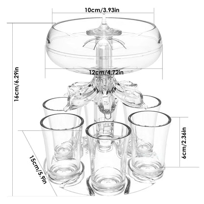 Distributeur de tirs de fête avec 6 verres à liqueur, support en acrylique, outil de jeu à boire, rassemblement familial, ensemble de verres à vin de bar