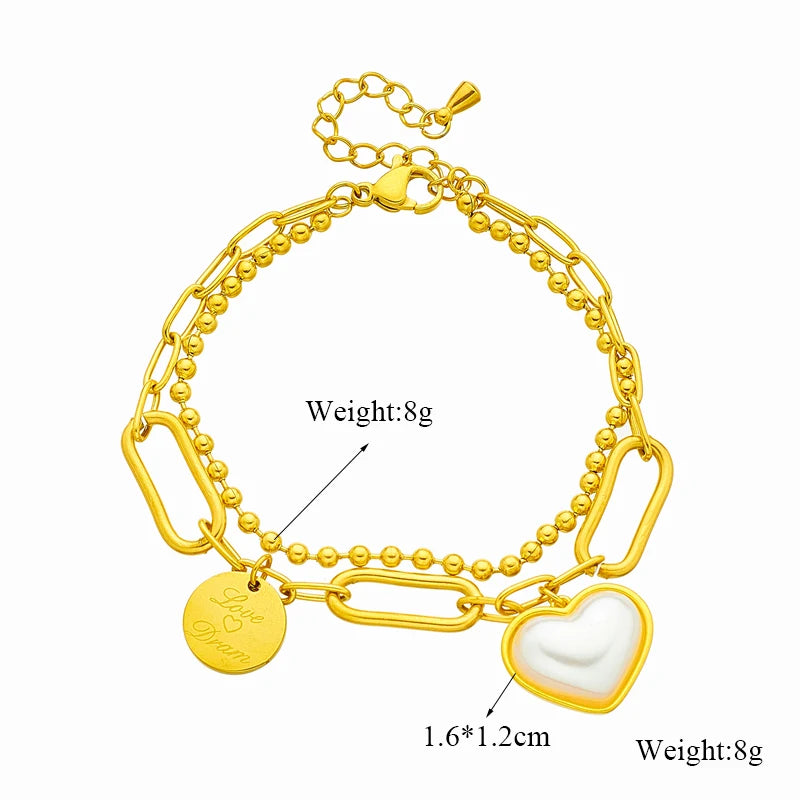 Bracelet Femme Croix & Cœur – Plaqué Or