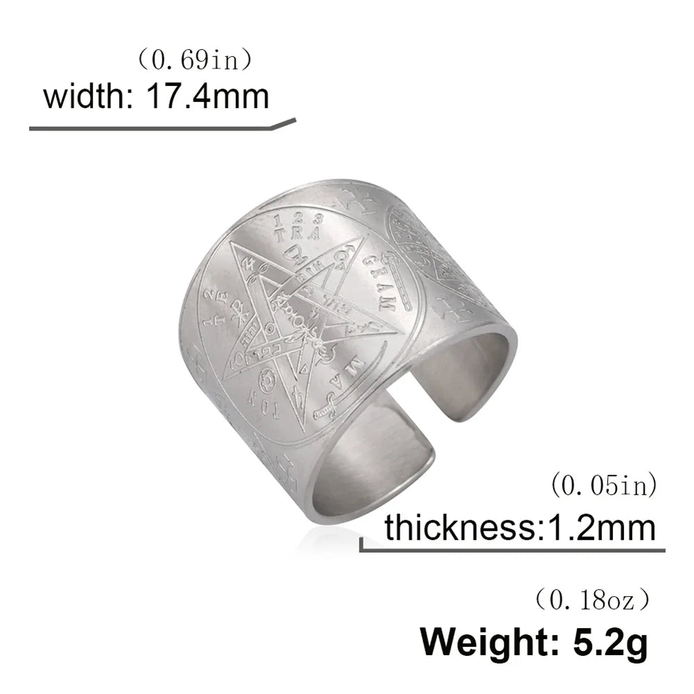 Bague Pentagramme Wicca – Amulette Géométrie Sacrée