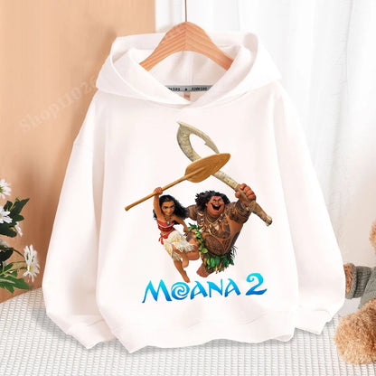 Disney Moana 2 Hoodies Enfants Nouveau Anime Mince Coton Sweat-shirt Garçons Filles Automne Hiver Chaud Pull Enfants Manches Longues