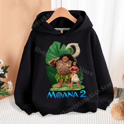 Disney Moana 2 Hoodies Enfants Nouveau Anime Mince Coton Sweat-shirt Garçons Filles Automne Hiver Chaud Pull Enfants Manches Longues