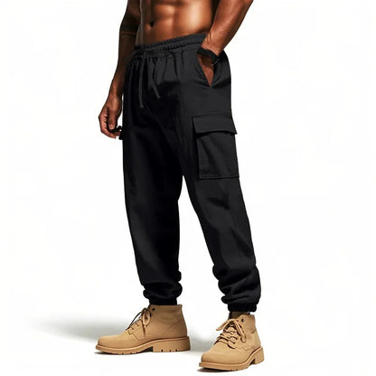 Pantalon Cargo Homme Coton – Décontracté Outdoor, Taille Cordon